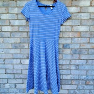 Matilda Jane exploration blue cotton swing dress‎ small striped